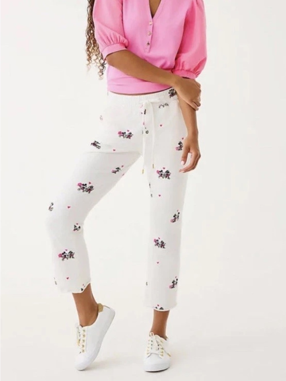 NWT Lilly Pulitzer playa crop terry pant in coconut disney half drop size S